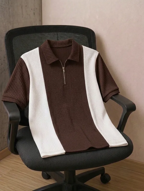 Karara_Cotton_Blend_Half_._Sleeve_Half_Zipper_Tshirt
