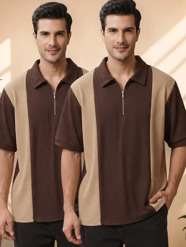 Karara_Cotton_Blend_Half_._Sleeve_Half_Zipper_Tshirt