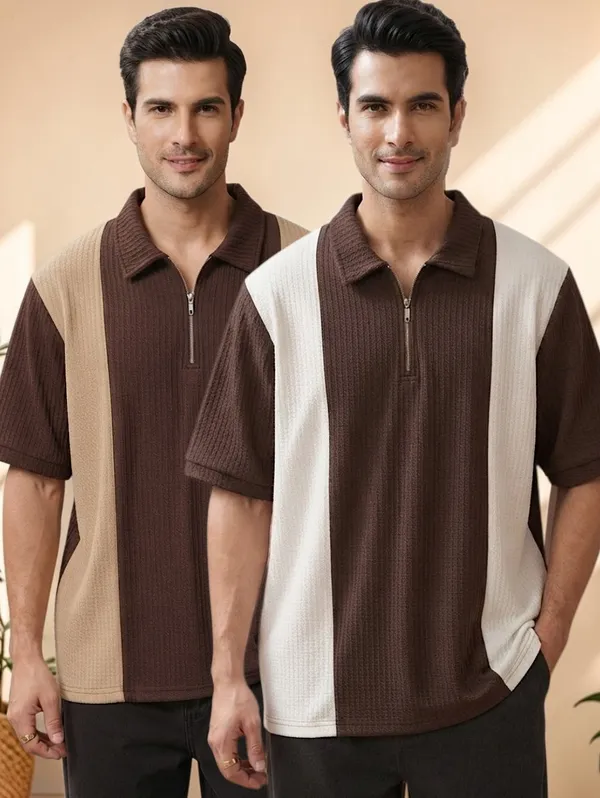 Karara_Cotton_Blend_Half_._Sleeve_Half_Zipper_Tshirt