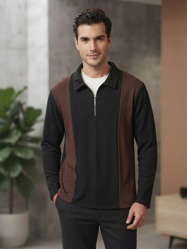 Karara_Cotton_Blend_Full_Sleeve_Half_Zipper_Tshirt