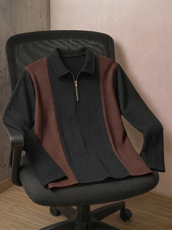 Karara_Cotton_Blend_Full_Sleeve_Half_Zipper_Tshirt
