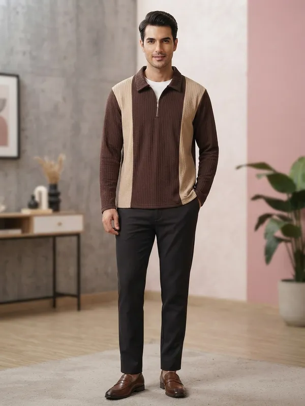 Karara_Cotton_Blend_Full_Sleeve_Half_Zipper_Tshirt