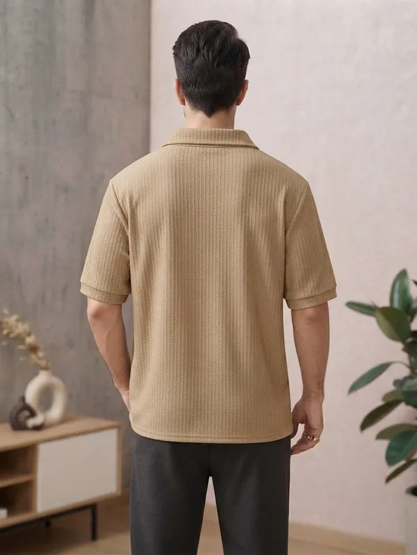Karara_Cotton_Blend_Half_Sleeve_Half_Zipper_Tshirt