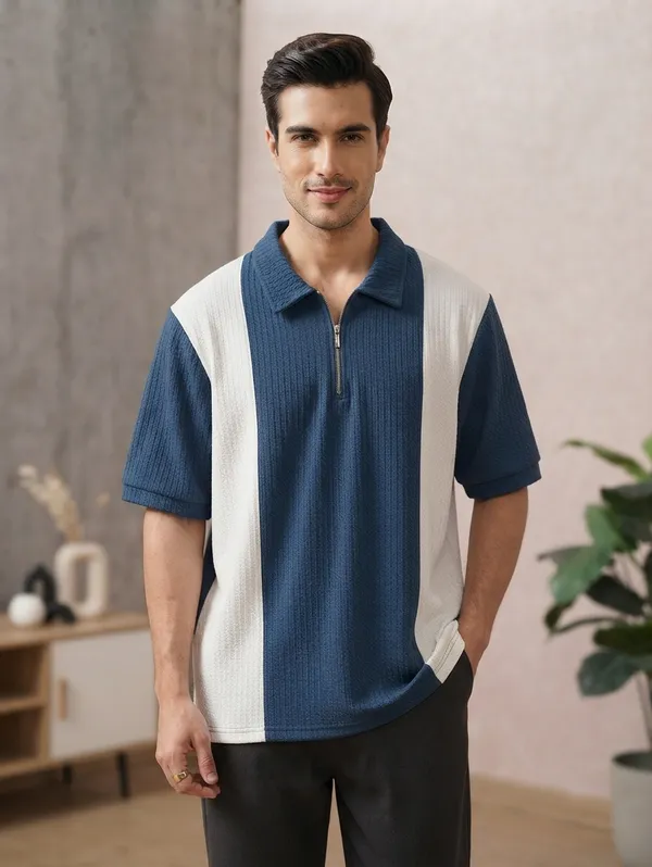 Karara_Cotton_Blend_Half_Sleeve_Half_Zipper_Tshirt