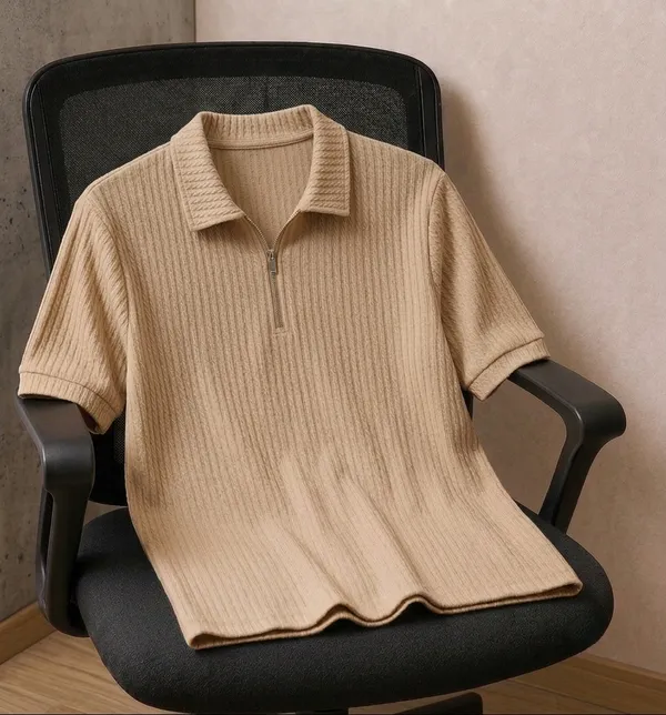 Karara_Cotton_Blend_Half_Sleeve_Half_Zipper_Tshirt