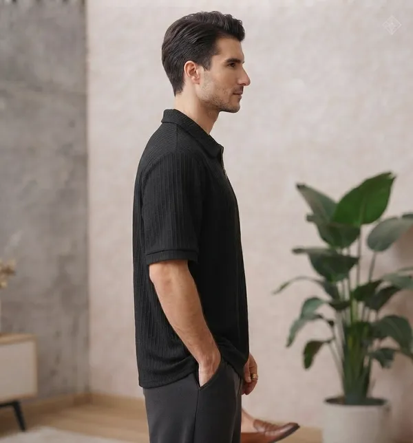 Karara_Cotton_Blend_Half_Sleeve_Half_Zipper_Tshirt