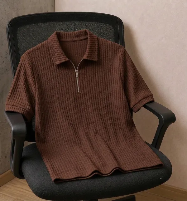 Karara_Cotton_Blend_Half_Sleeve_Half_Zipper_Tshirt