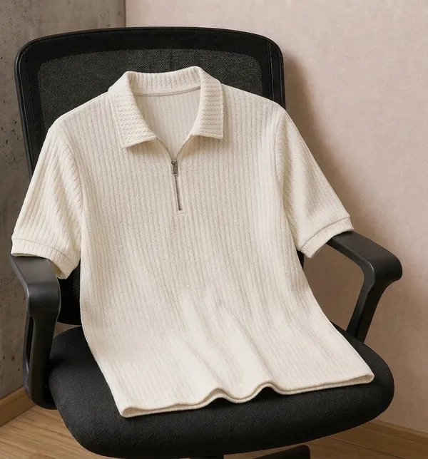 Karara_Cotton_Blend_Half_Sleeve_Half_Zipper_Tshirt