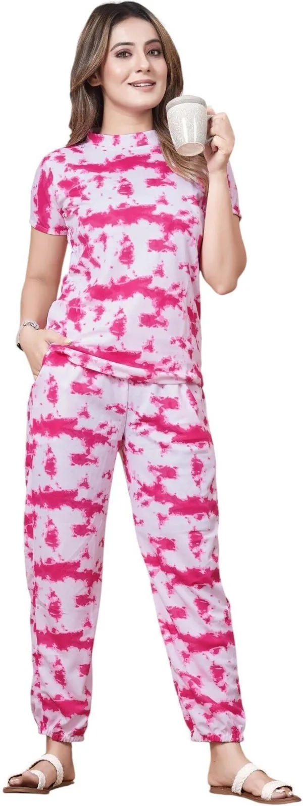 White_And_Pink_Premium_And_Elegant_Polyester_Night_Suit_Set_For_Women