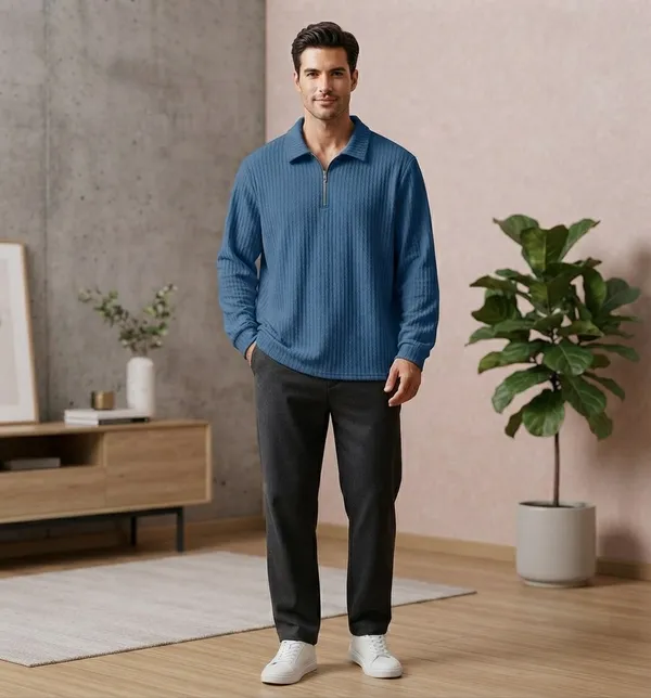 Karara_Cotton_Blend_Full_Sleeve_Half_Zipper_Tshirt