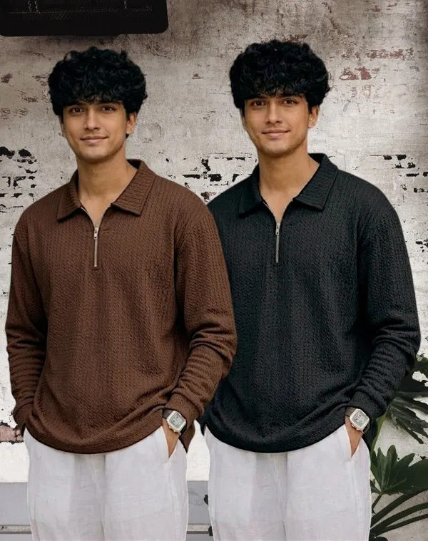 Brown_And_Black_Premium_And_Elegant_Polyester_T-Shirt_For_Men_Pack_Of_2