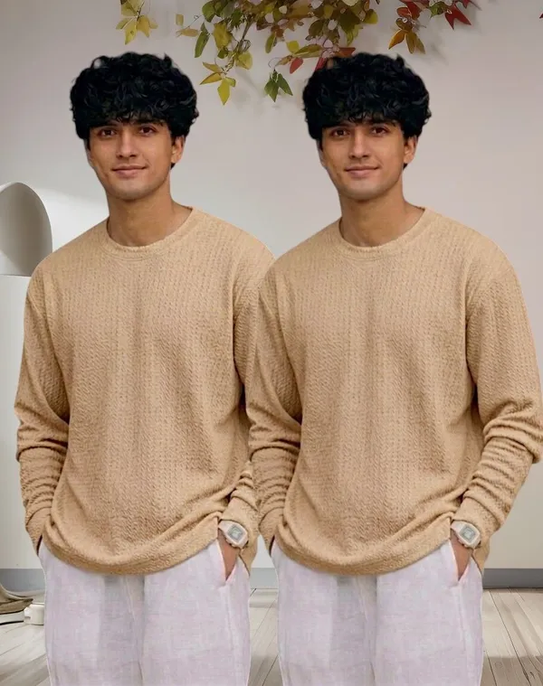 Beige_Premium_And_Elegant_Polyester_T-Shirt_For_Men_Pack_Of_2