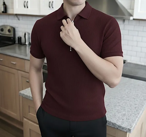 Wine_Premium_And_Elegant_Polyester_T-Shirt_For_Men