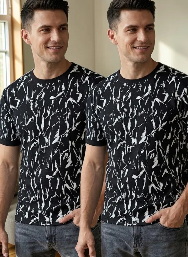 Black_And_White_Premium_And_Elegant_Polyester_T-Shirt_For_Men_Pack_Of_2