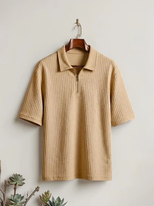 Beige_Premium_And_Elegant_Polyester_T-Shirt_For_Men_Pack_Of_2