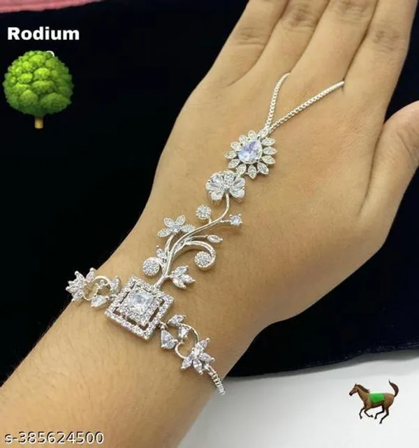 Women_Gold_Alloy_Metal_Charm_Bracelet_Hand_Pol