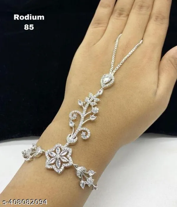 Women_Silver_Alloy_Metal_Charm_Bracelet_Hand_Pol
