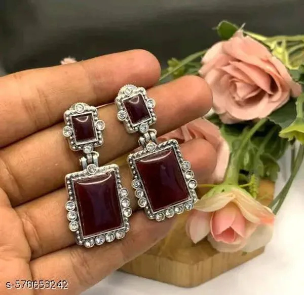 Stylish_Ethnic_Oxidised_Earrings_With_Pearl_Floral_Motifs