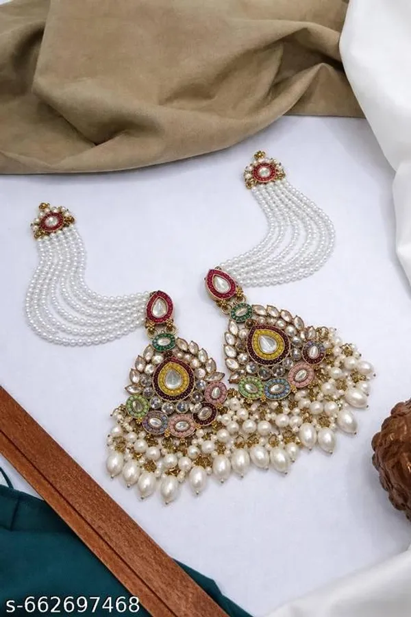 Stylish_Kundan_Pearl_Wedding_Earring_With_Kansher