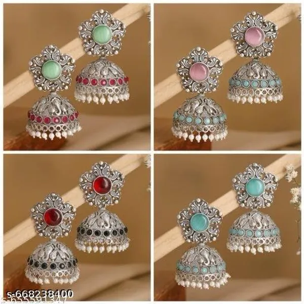 Stylish_Kundan_Pearl_Wedding_Earring_4_Pcs_Combo
