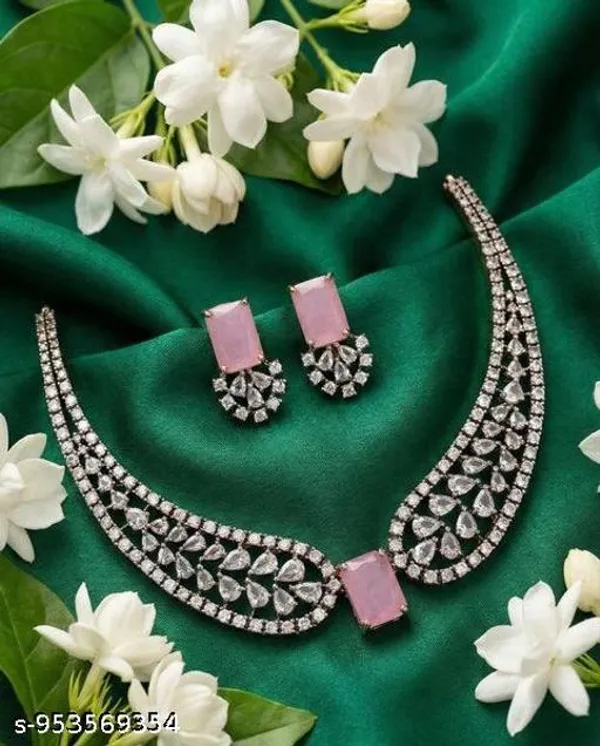 New_Twinkling_Chunky_Jewellery_Set_And_Earring_Silver_Plating