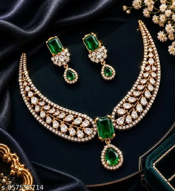 New_Twinkling_Chunky_Jewellery_Set_And_Earring_Silver_Plating