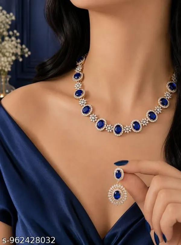 New_Twinkling_Chunky_Jewellery_Set_And_Earring_Silver_Plating