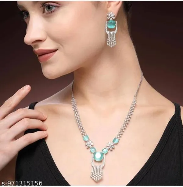 New_Twinkling_Chunky_Jewellery_Set_And_Earring_Silver_Plating