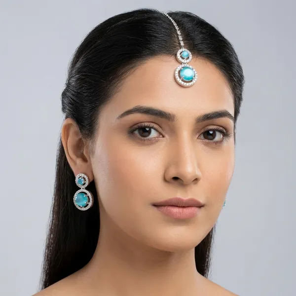 Silver_Unique_Earrings_Studs_With_Maangtika