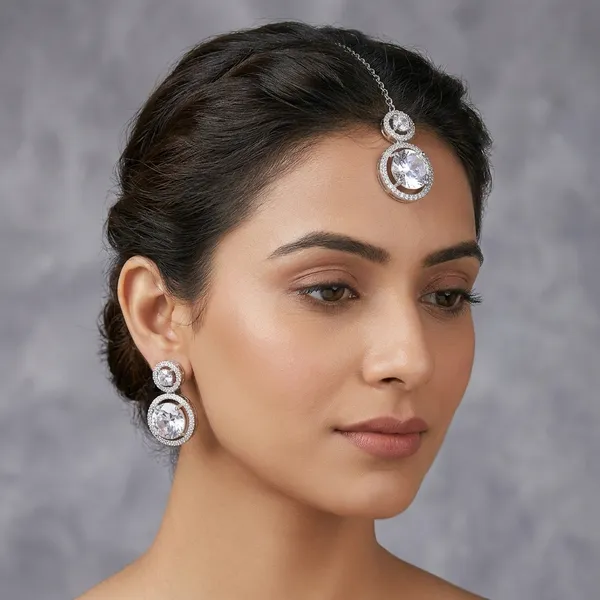 Silver_Unique_Earrings_Studs_With_Maangtika