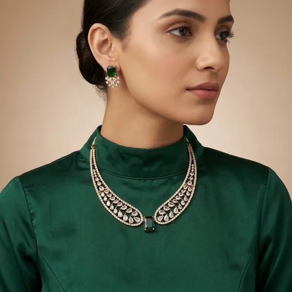 Bridal_Mehandi_Polish_Necklace_With_Matching_Earrings_Ad_Stones_Mehandi_Polish