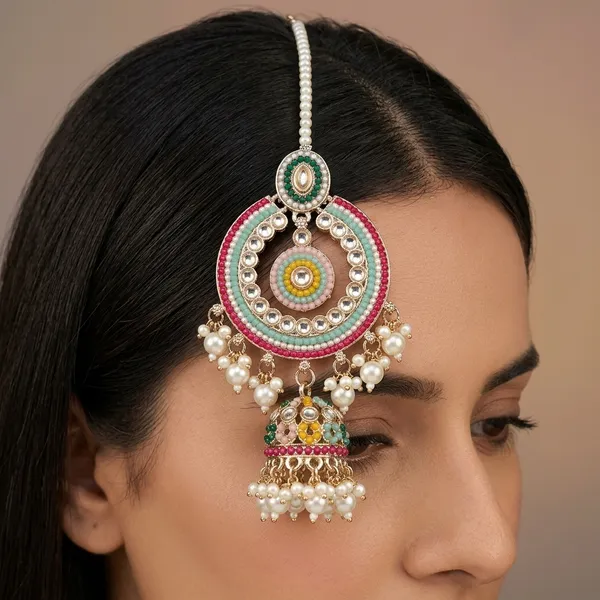 Heavy_Traditional_Jhumka_With_Pearls_And_Pink_Beads_Ethnic_Jewelry