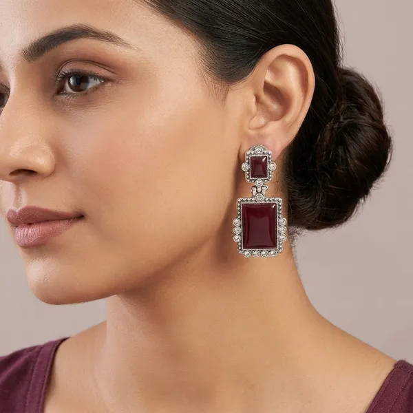 Stylish_Ethnic_Oxidised_Earrings_With_Pearl_Floral_Motifs