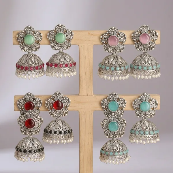 Stylish_Kundan_Pearl_Wedding_Earring_4_Pcs_Combo