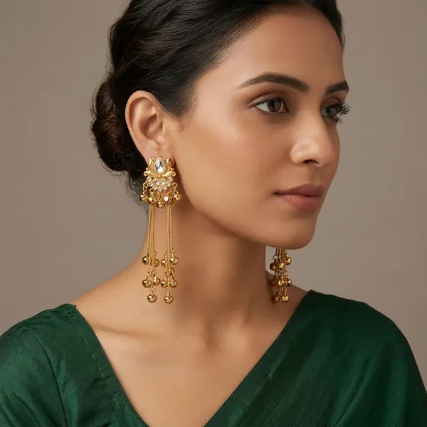 Colourfull_Fancy_Earrings_Studs_Kashmiri_Earring_Gold