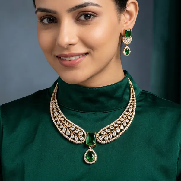 New_Twinkling_Chunky_Jewellery_Set_And_Earring_Silver_Plating