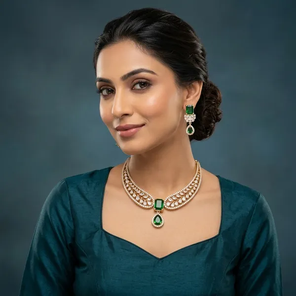 New_Twinkling_Chunky_Jewellery_Set_And_Earring_Silver_Plating