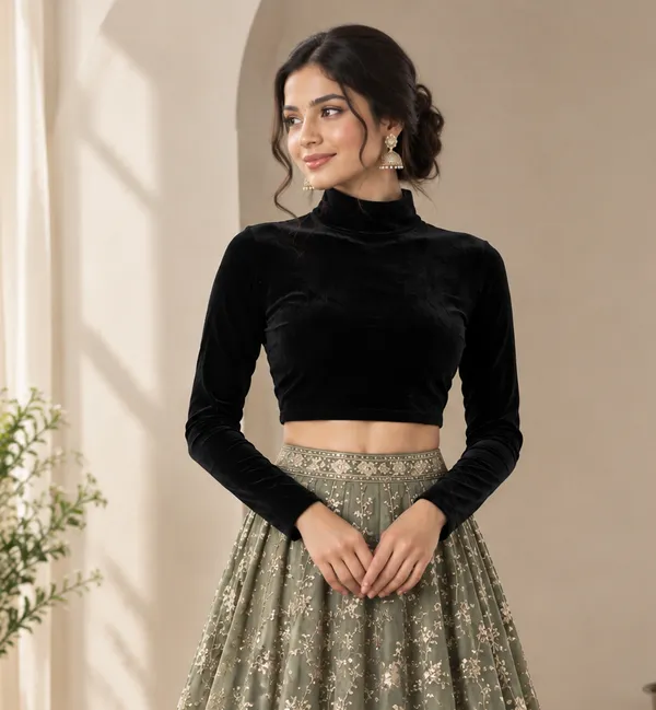 Black_Readymade_Velvet_Blouse_for_women