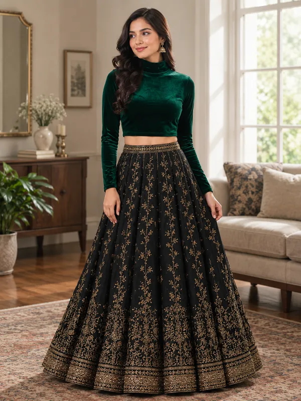 Dark_Green_Readymade_Blouse_for_women