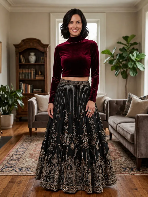 Maroon_Velvet_Readymade_Blouse_for_Women