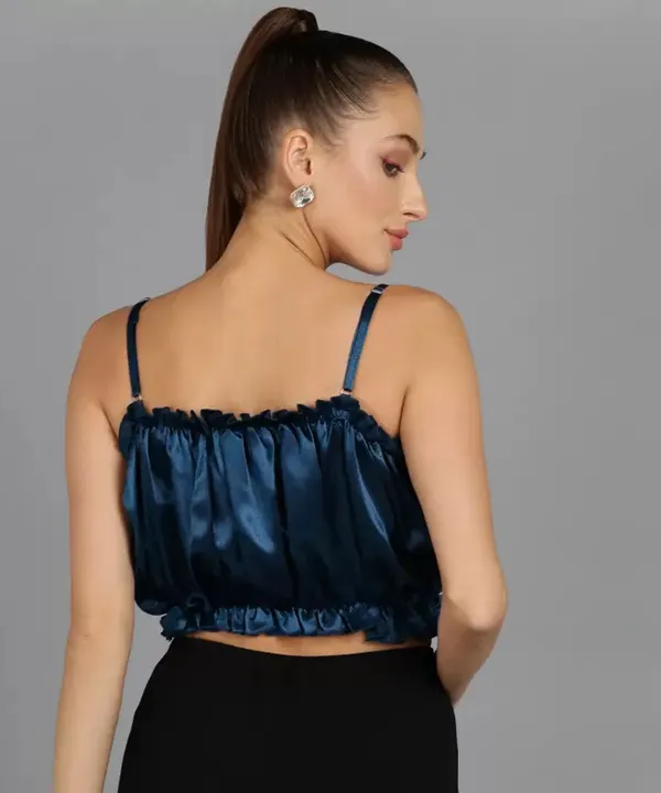 Teal_Satin_Crop_Top_for_women
