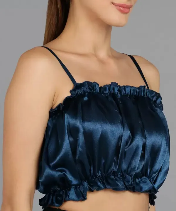 Teal_Satin_Crop_Top_for_women