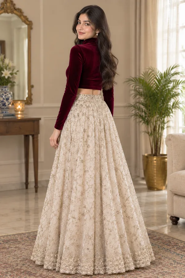 Maroon_Velvet_Readymade_Blouse_for_Women