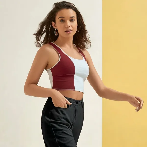 Color_Block_Off_White_And_Maroon_Crop_Top_For_Women
