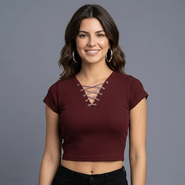 Maroon_Eyelet_Design_Ribbed_Crop_Top_For_Women