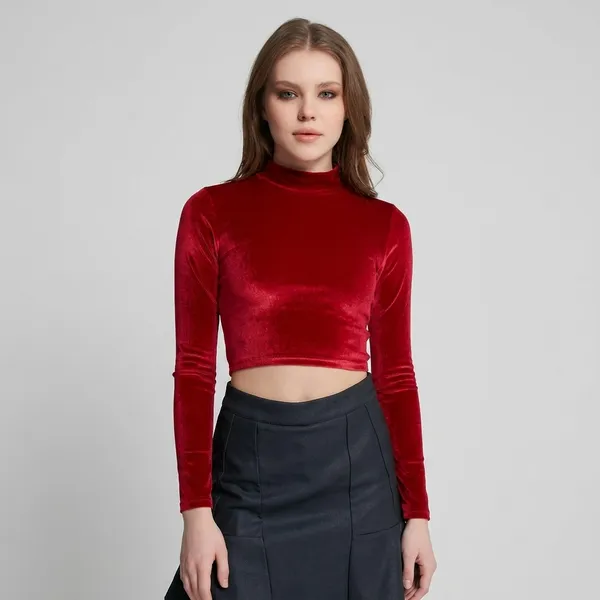 Velvet_Party_Turtle_Neck_Top_For_Women