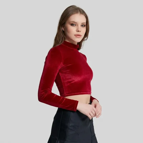 Velvet_Party_Turtle_Neck_Top_For_Women