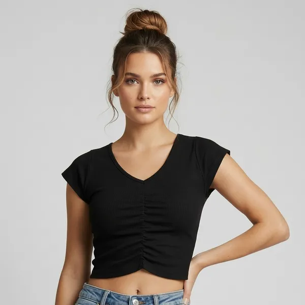 Black_Ruched_Crop_Top_For_Women