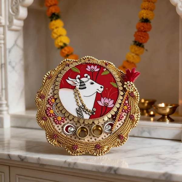 Red_Cow_Design_Traditional_Tilak_Platter_Red_And_Golden_Decorative_Pooja_Thali