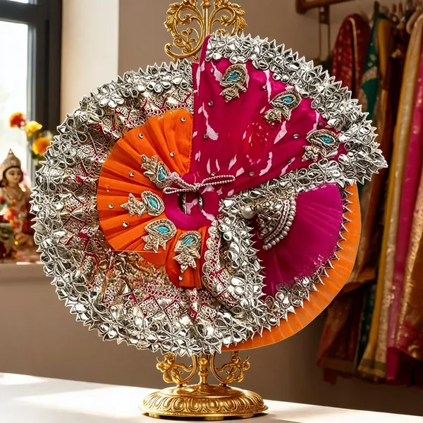 Orange_Kanha_Ji_Designer_Poshak_With_Mukut_(6_Inch)_Pink_And_Orange_Traditional_Dress_Set